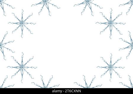Abstract frame border of patterned snowflakes with copy space. Template for lettering or greetings. Vector design concept for poster, banner or billboards, cards, label or web and other different uses Stock Vector