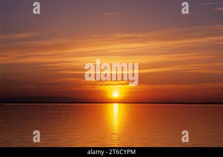 Potholes Reservoir sunset, Potholes Wildlife Area, Washington Stock Photo