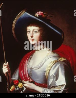 Portrait of a Lady of the Court as a Shepherdess, c1628. The romantic fantasy of shepherds and shepherdesses living in the wilds of Arcadia in Greece was a favored theme in ancient poetry that was revived in Renaissance Italy and around 1600 in the Netherlands. Stock Photo