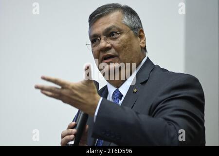 DF - BRASILIA - 11/09/2023 - BRASILIA, SIGNING OF THE AMERIPOL CONSTITUTION TREATY - The Minister of Justice of Brazil, Flavio Dino, participates in the Ameripol Constitution Treaty ceremony in Brasilia, Brazil, on November 9, 2023 Photo: Mateus Bonomi/AGIF Stock Photo