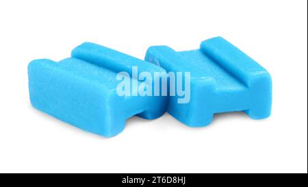 Tasty blue bubble gums isolated on white Stock Photo