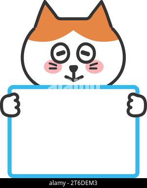The cartoon orange tabby cat informs something with a smile, vector illustration isolated on a transparent background. Stock Vector