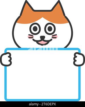 Cartoon orange tabby cat informs something with a smile, vector illustration isolated on a transparent background. Stock Vector