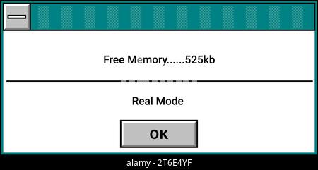 Interface of old school window showing free memory Stock Vector