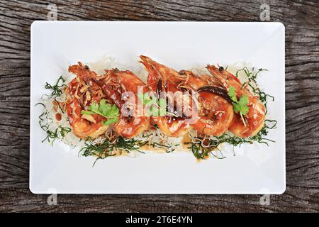 Deep Fried Shrimp with Tamarind Sauce. Thai food Stock Photo