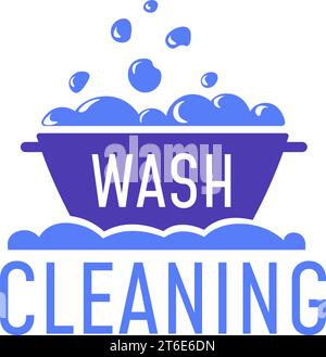 Cleaning and washing clothes, hand care products Stock Vector