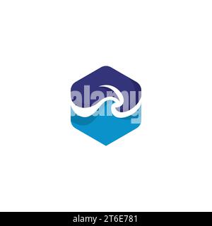 MW Mountain Wave Logo Design Stock Vector