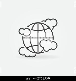 Earth Globe with Clouds linear vector concept icon or logo element Stock Vector