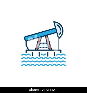 Offshore Platform in Sea modern icon - Vector Gas Rig concept colored symbol Stock Vector