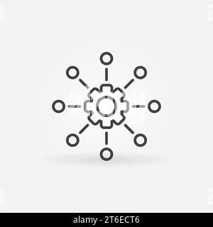 Cogwheel with Circles linear vector Settings concept icon or logo element Stock Vector