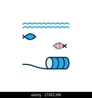 Oil Barrel on the Ocean Floor vector concept modern icon or design element Stock Vector