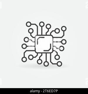 Chip Processor or Circuit Board linear vector concept icon or logo element Stock Vector