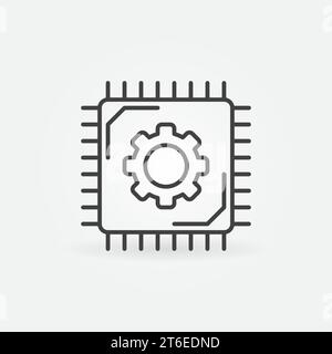 Micro Chip vector thin line concept icon or design element Stock Vector