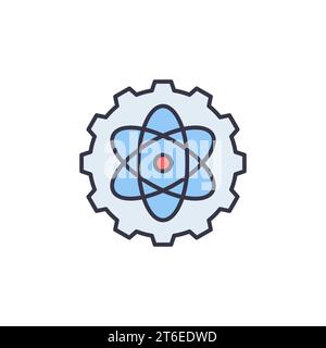 Cogwheel with Atom vector Nuclear Industrial concept creative icon or logo element Stock Vector