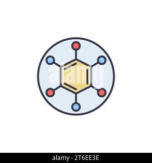 Hexagon Molecule in Circle vector Biotechnology or Chemistry concept icon or sign Stock Vector
