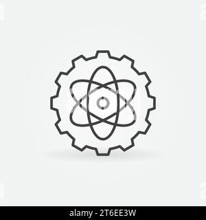 Gear with Atom outline vector Nuclear Power concept icon or design element Stock Vector