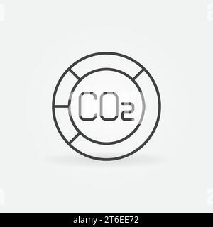 Carbon Dioxide CO2 Pie Chart vector concept icon or sign in outline style Stock Vector