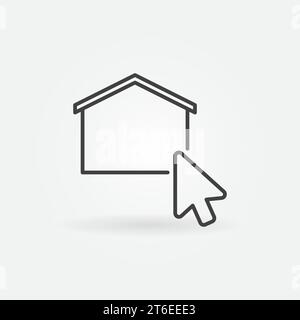Mouse Click on House vector concept icon or symbol in thin line style Stock Vector