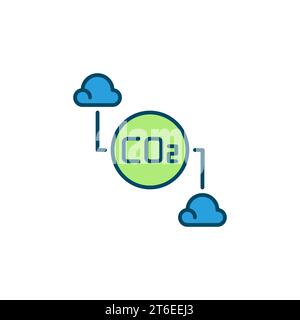 Clouds and Carbon Dioxide CO2 vector Ecology concept colored icon or symbol Stock Vector