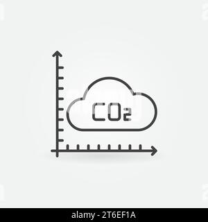 CO2 Carbon Dioxide Cloud Graph vector concept icon or symbol in thin line style Stock Vector