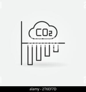 CO2 Cloud and Bar Chart outline vector concept icon or design element Stock Vector