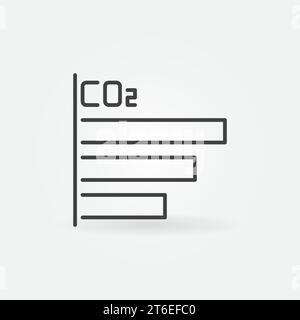 Carbon Dioxide CO2 Bar Chart vector concept icon or symbol in thin line style Stock Vector