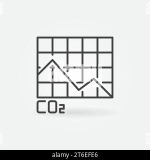 Table with CO2 Carbon Dioxide Line Chart vector concept line icon or logo element Stock Vector