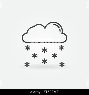 Cloud with Snow outline icon. Snowy Weather vector thin line concept symbol or design element Stock Vector