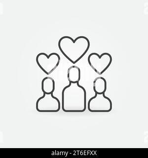 People with Hearts vector thin line concept icon or design element Stock Vector