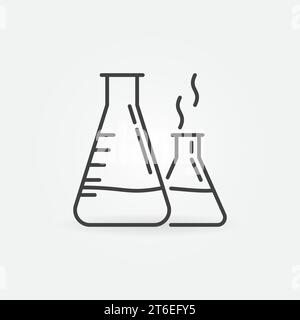 Laboratory Chemistry Flasks vector concept icon or symbol in thin line style Stock Vector
