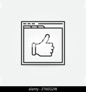 Web Page with Thumbs Up vector concept icon or sign in outline style Stock Vector
