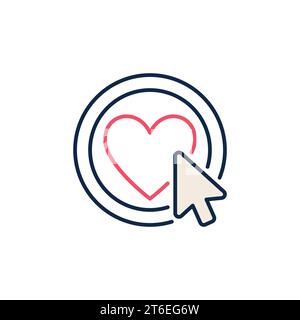 Mouse Click on Heart Button vector Like concept colored icon or design element Stock Vector