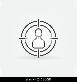 Man in Aim Target outline vector Target Audience concept icon or symbol Stock Vector