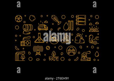 Stop Pollution vector Save Environment concept outline banner or illustration with black background Stock Vector