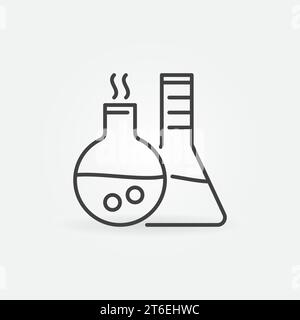 Chemistry Flasks vector Biotechnology concept icon or sign in outline style Stock Vector