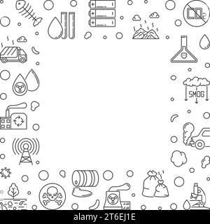 Nature or Environment Pollution vector concept outline square minimal frame or illustration Stock Vector