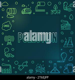Pollution concept colored modern Frame or Background in outline style. Vector Go Green creative illustration Stock Vector