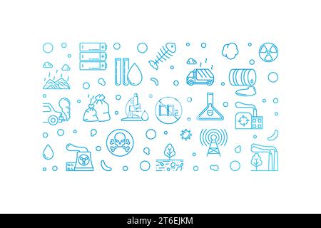 Stop Pollution Save Environment concept outline banner - vector modern illustration Stock Vector