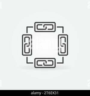 Blockchain line icon. Chain in Blocks vector concept outline symbol Stock Vector
