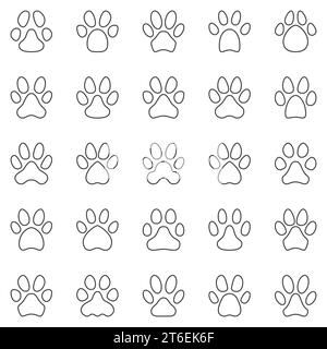 Paw Print outline icons set - Dog or Cat Animal Footprint concept minimal symbols in thin line style Stock Vector