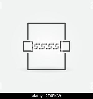 Blockchain Technology concept line icon. Two Blocks connected with Chain vector outline symbol Stock Vector