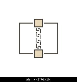 Blockchain Technology colored concept icon - Two Blocks connected with Chain vector sign Stock Vector