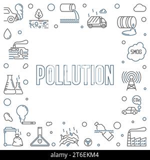 Pollution vector concept minimal Frame or Background in thin line style Stock Vector