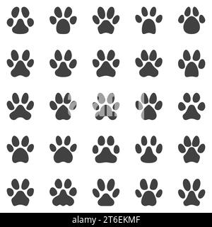 Animal Pet Paw Print concept icons set - Black Silhouette Paw Prints symbols or logo elements Stock Vector