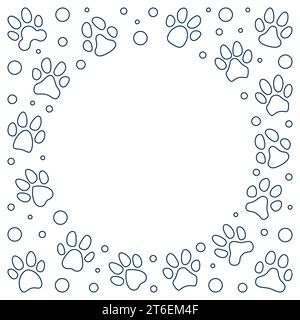 Dog footprints minimal round vector illustration. Gray animals ...