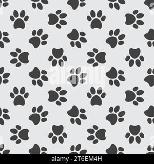 Vector Modern Seamless Pattern with Dog or Cat Paw Prints Stock Vector