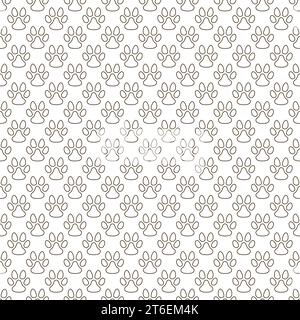 Paw Print Vector Backround. Animal Footprint Seamless Pattern in outline style Stock Vector