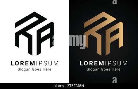 Luxury Initial RA or AR Monogram Text Letter Logo Design Stock Vector