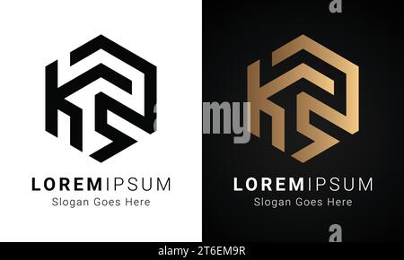 Luxury Initial KR or RK Monogram Text Letter Logo Design Stock Vector