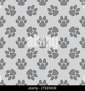 Dog or Cat Paw Print vector gray Seamless Pattern or Background Stock Vector
